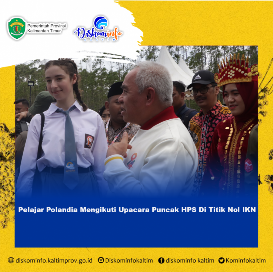 Pelajar Polandia Mengikuti Upacara Puncak HPS Di Titik Nol IKN