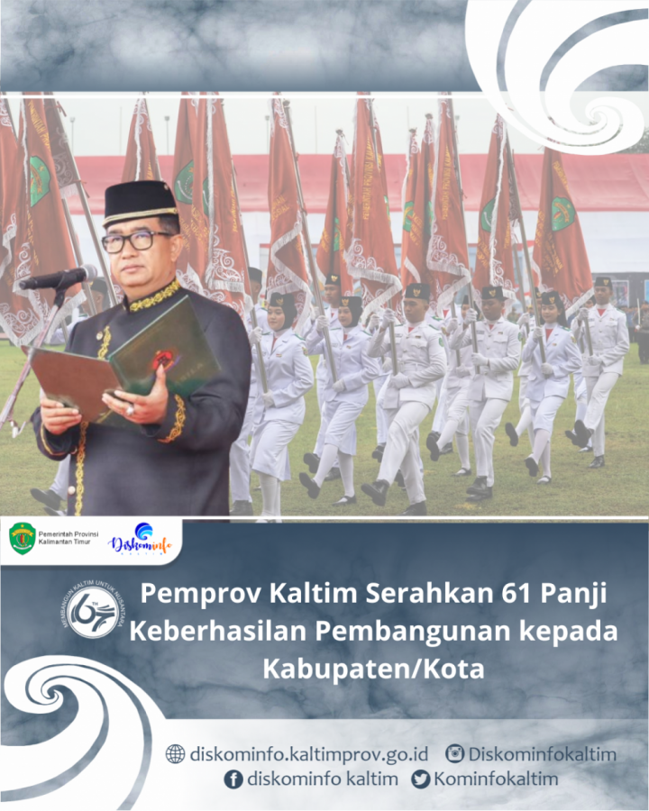 Pemprov Kaltim Serahkan 61 Panji Keberhasilan Pembangunan kepada Kabupaten/Kota