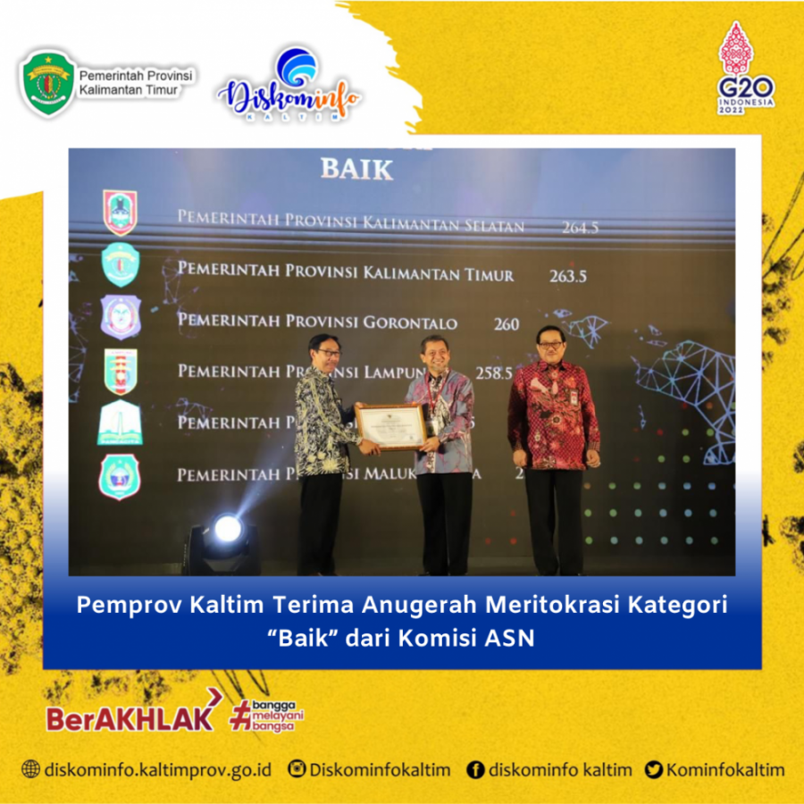 Pemprov Kaltim Terima Anugerah Meritokrasi Kategori “Baik” dari Komisi ASN