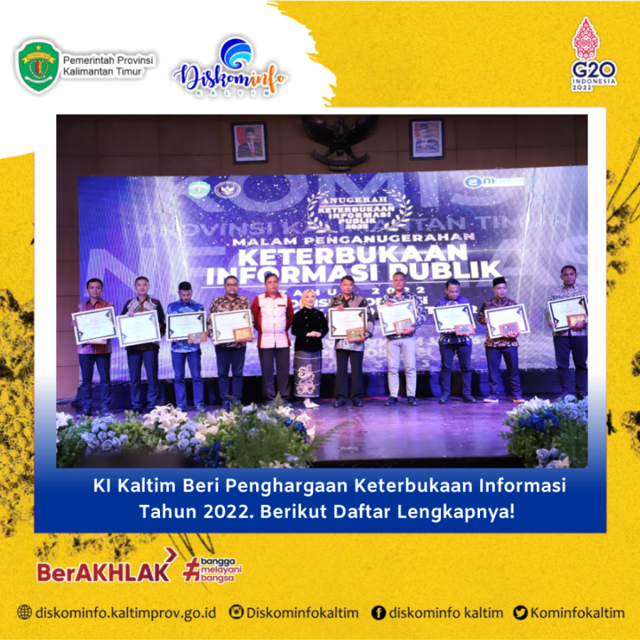 KI Kaltim Beri Penghargaan Keterbukaan Informasi Tahun 2022. Berikut Daftar Lengkapnya!