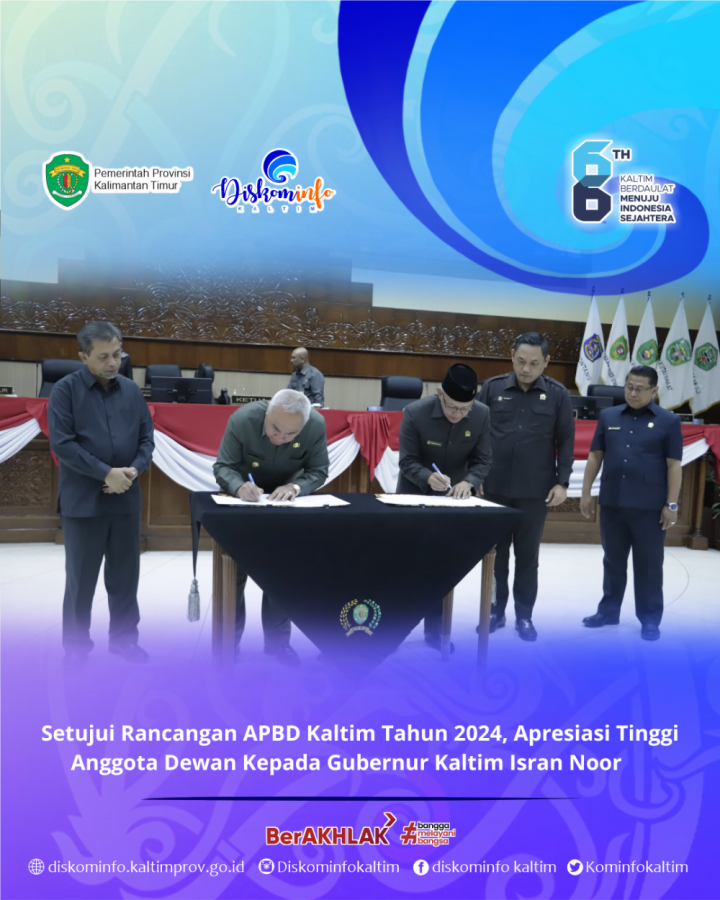 Setujui Rancangan APBD Kaltim Tahun 2024, Apresiasi Tinggi Anggota Dewan Kepada Gubernur Kaltim Isran Noor