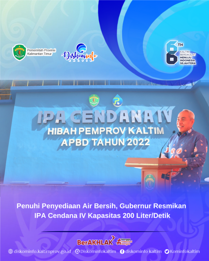 Penuhi Penyediaan Air Bersih, Gubernur Resmikan IPA Cendana IV Kapasitas 200 Liter/Detik