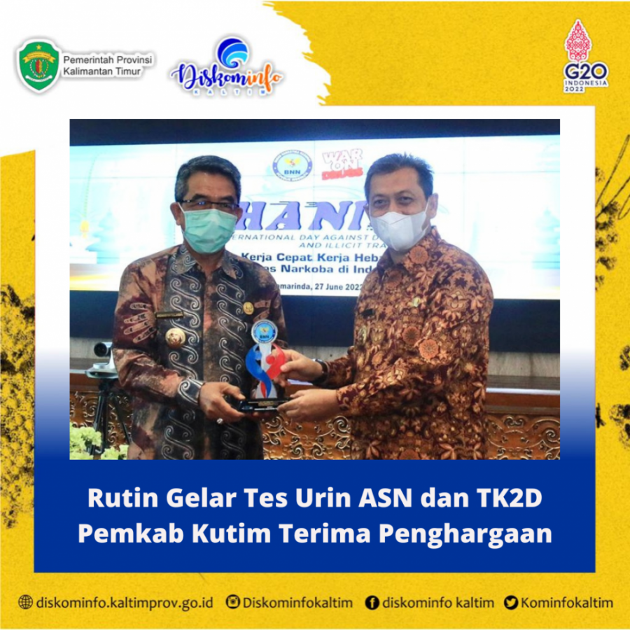 Rutin Gelar Tes Urin ASN dan TK2D Pemkab Kutim Terima Penghargaan