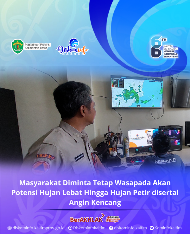 Masyarakat Diminta Tetap Waspada Akan Potensi Hujan Lebat Hingga Hujan Petir disertai Angin Kencang