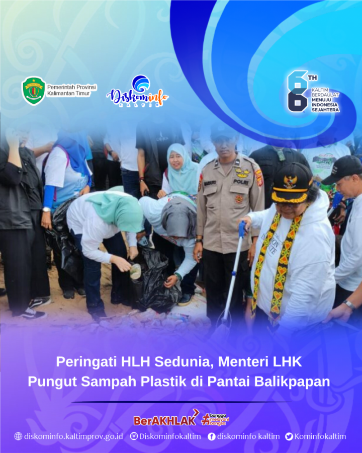 Peringati HLH Sedunia, Menteri LHK Pungut Sampah Plastik di Pantai Balikpapan 