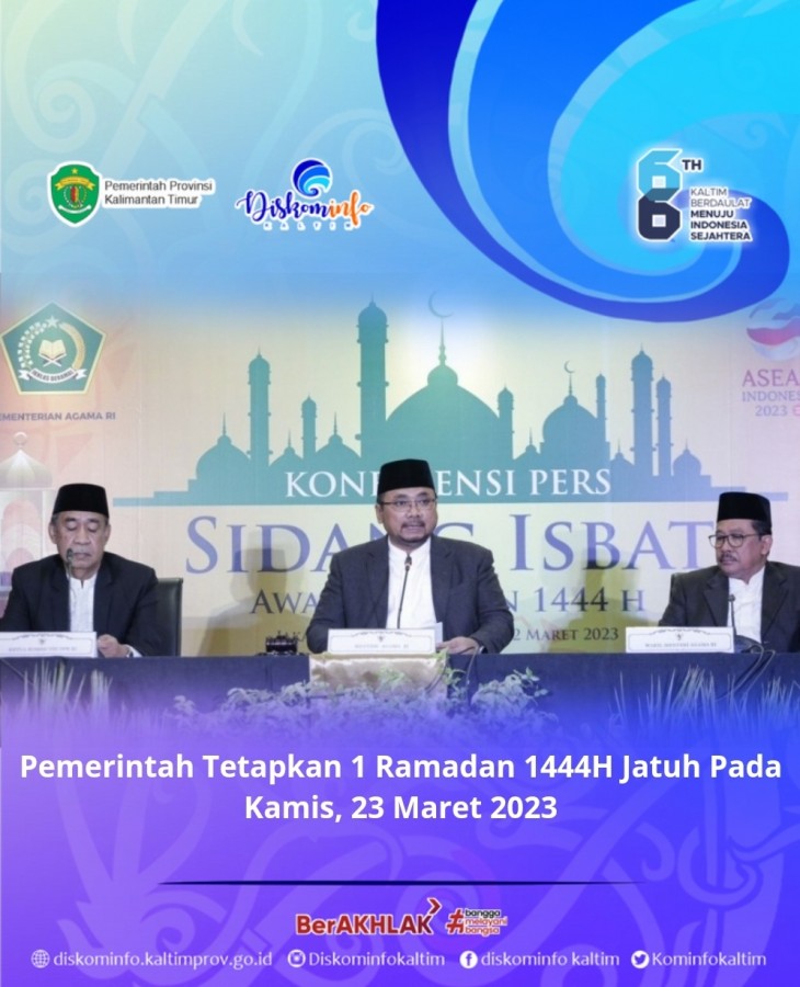 Pemerintah Tetapkan 1 Ramadan 1444H Jatuh Pada Kamis, 23 Maret 2023