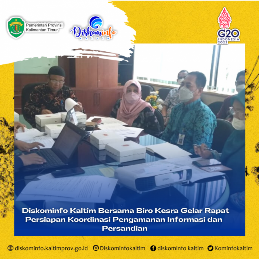 Diskominfo Kaltim Bersama Biro Kesra Gelar Rapat Persiapan Koordinasi Pengamanan Informasi dan Persandian 