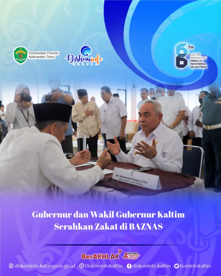 Gubernur dan Wakil Gubernur Kaltim Serahkan Zakat di BAZNAS