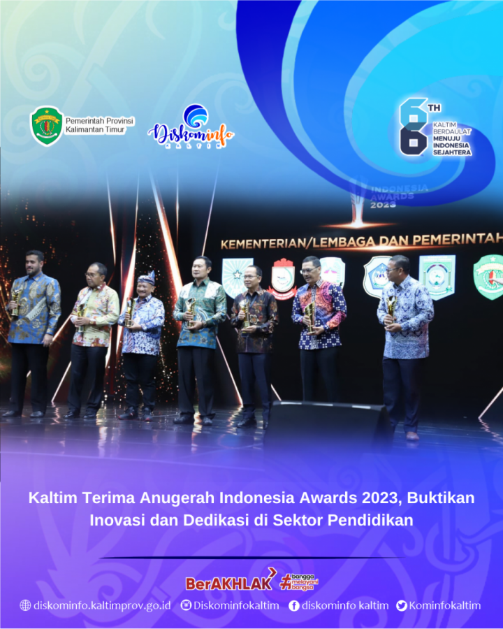 Kaltim Terima Anugerah Indonesia Awards 2023, Buktikan Inovasi dan Dedikasi di Sektor Pendidikan