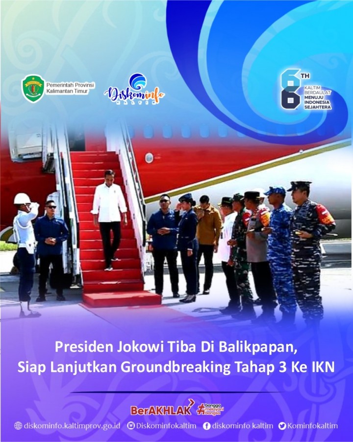 Presiden Jokowi Tiba Di Balikpapan, Siap Lanjutkan Groundbreaking Tahap 3 Ke IKN