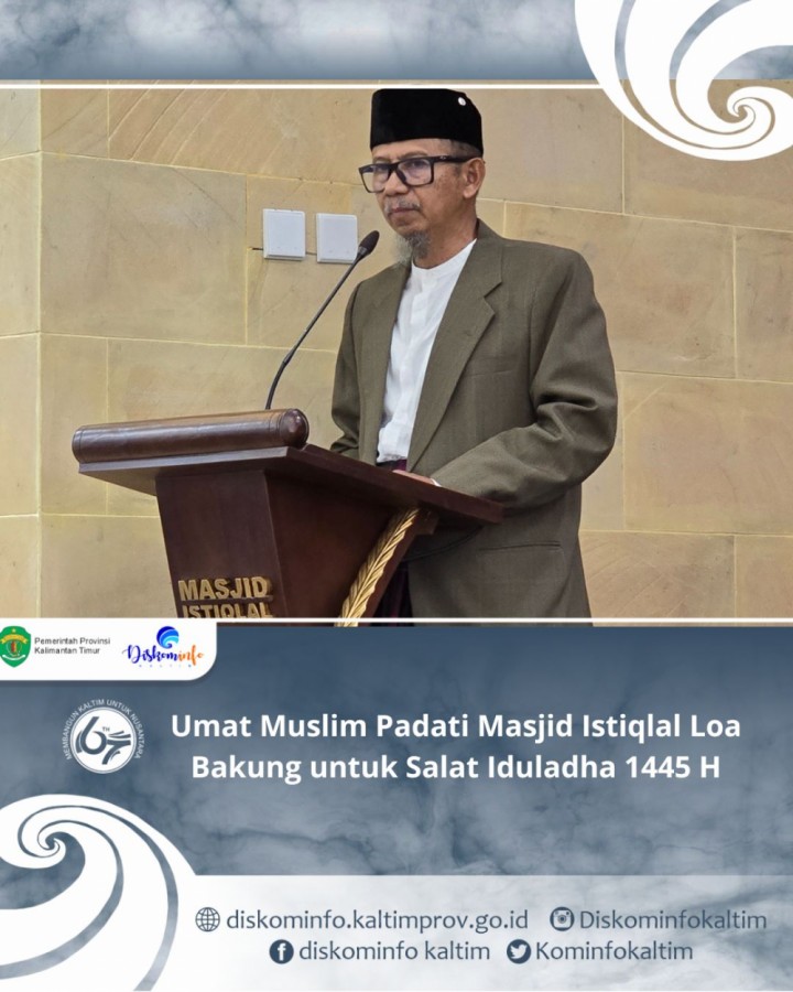 Umat Muslim Padati Masjid Istiqlal Loa Bakung untuk Salat Iduladha 1445 H