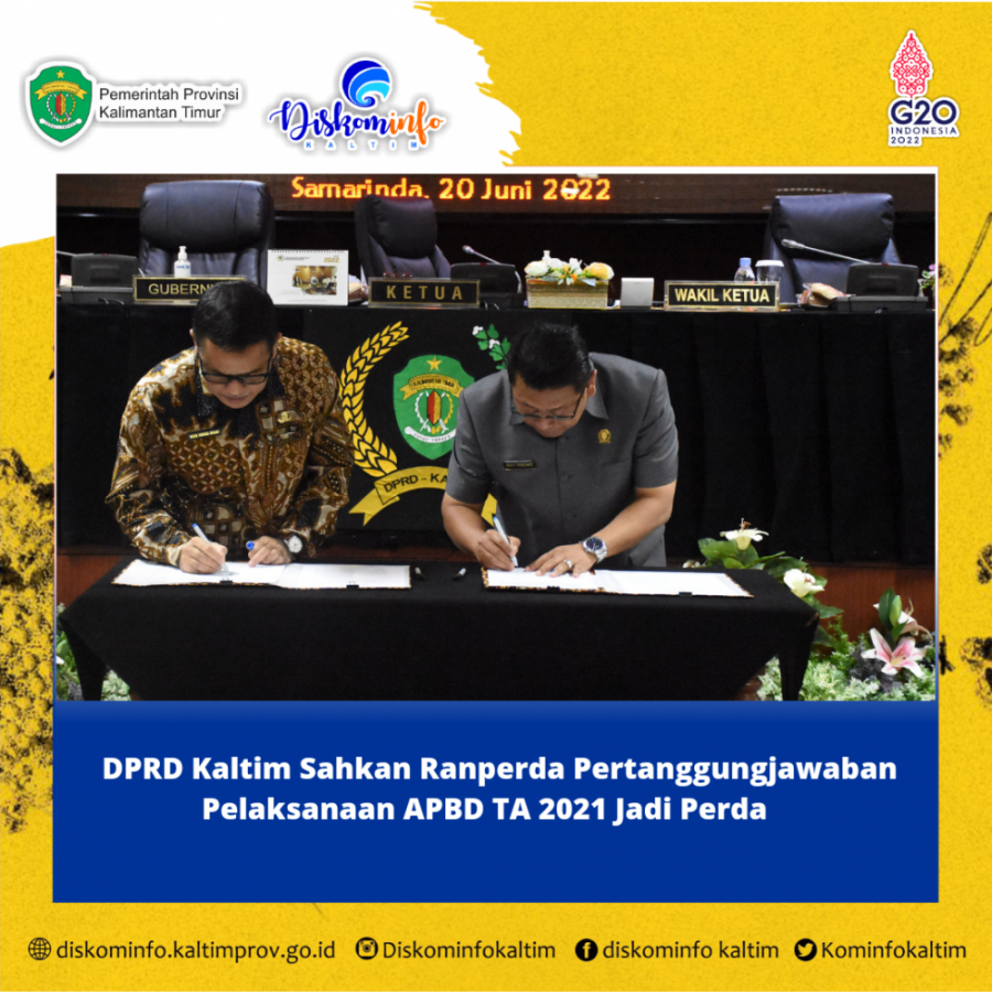 DPRD Kaltim Sahkan Ranperda Pertanggungjawaban Pelaksanaan APBD TA 2021 Jadi Perda