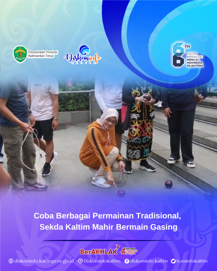 Coba Berbagai Permainan Tradisional, Sekda Kaltim Mahir Bermain Gasing