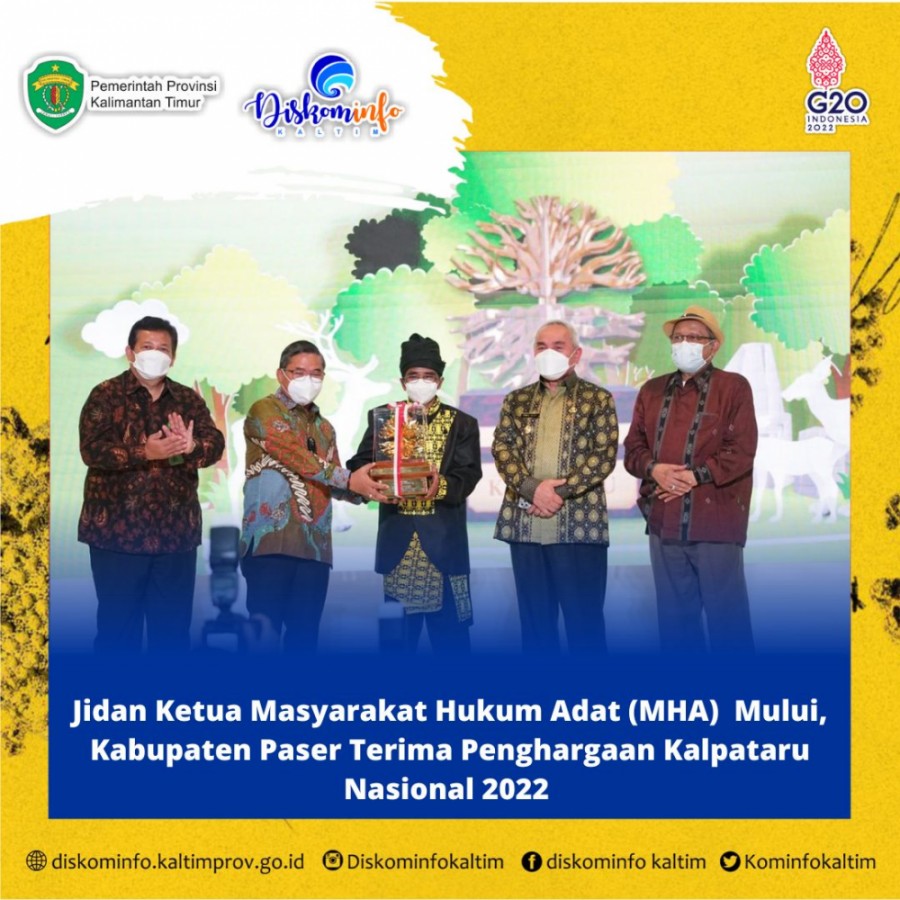 Jidan Ketua Masyarakat Hukum Adat (MHA)  Mului, Kabupaten Paser Terima Penghargaan Kalpataru Nasional 2022