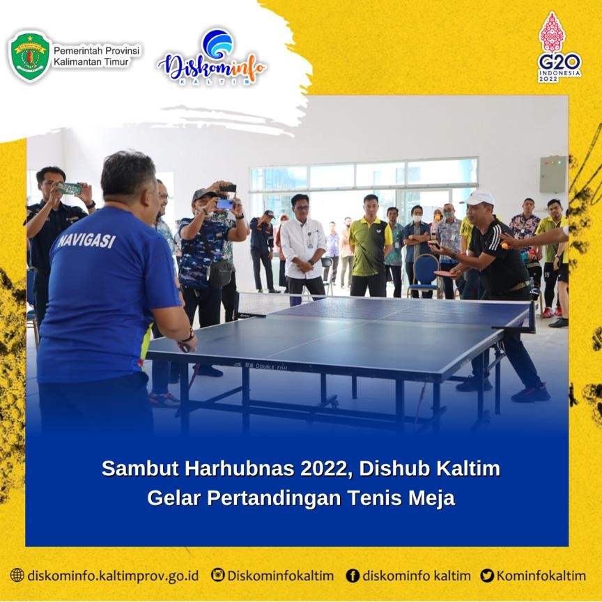 Sambut Harhubnas 2022, Dishub Kaltim Gelar Pertandingan Tenis Meja