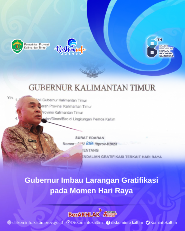 Gubernur Imbau Larangan Gratifikasi pada Momen Hari Raya