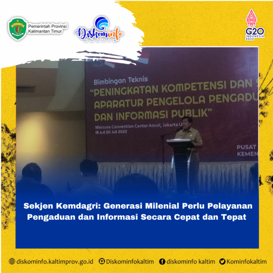 Sekjen Kemdagri:  Generasi Milenial  Perlu Pelayanan Pengaduan dan Informasi Secara Cepat dan Tepat