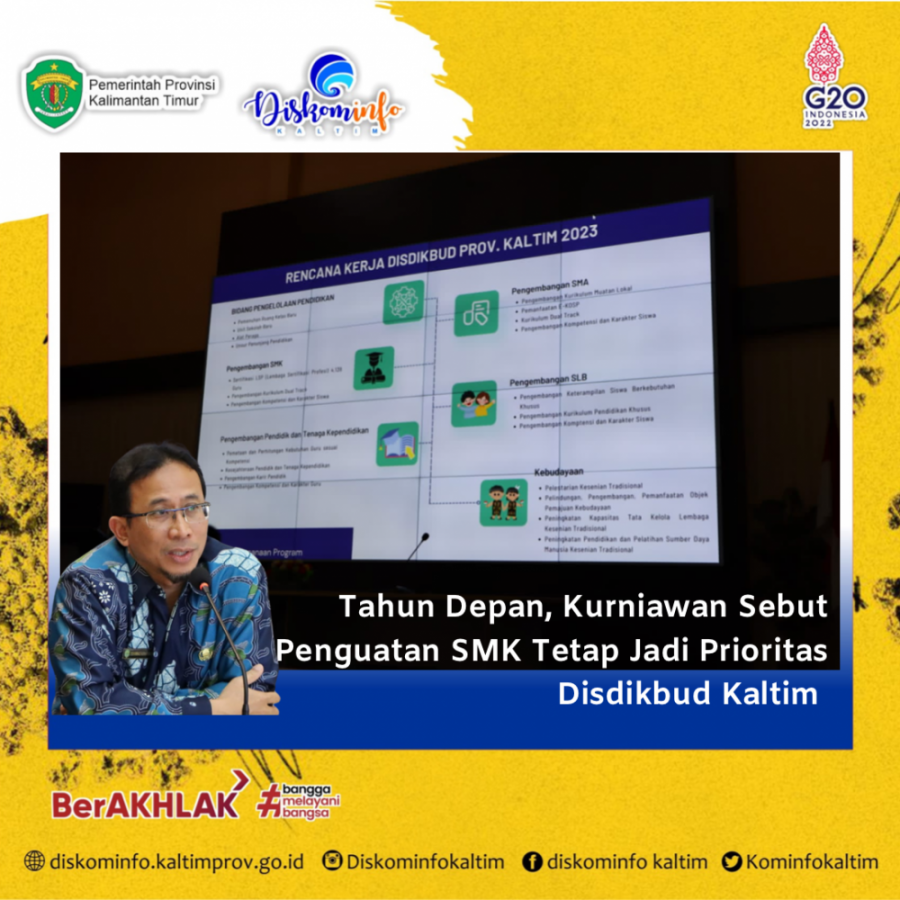 Tahun Depan, Kurniawan Sebut Penguatan SMK Tetap Jadi Prioritas Disdikbud Kaltim