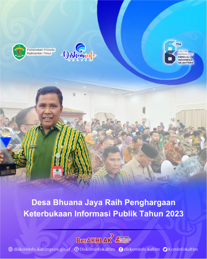 Desa Bhuana Jaya Raih Penghargaan Keterbukaan Informasi Publik Tahun 2023