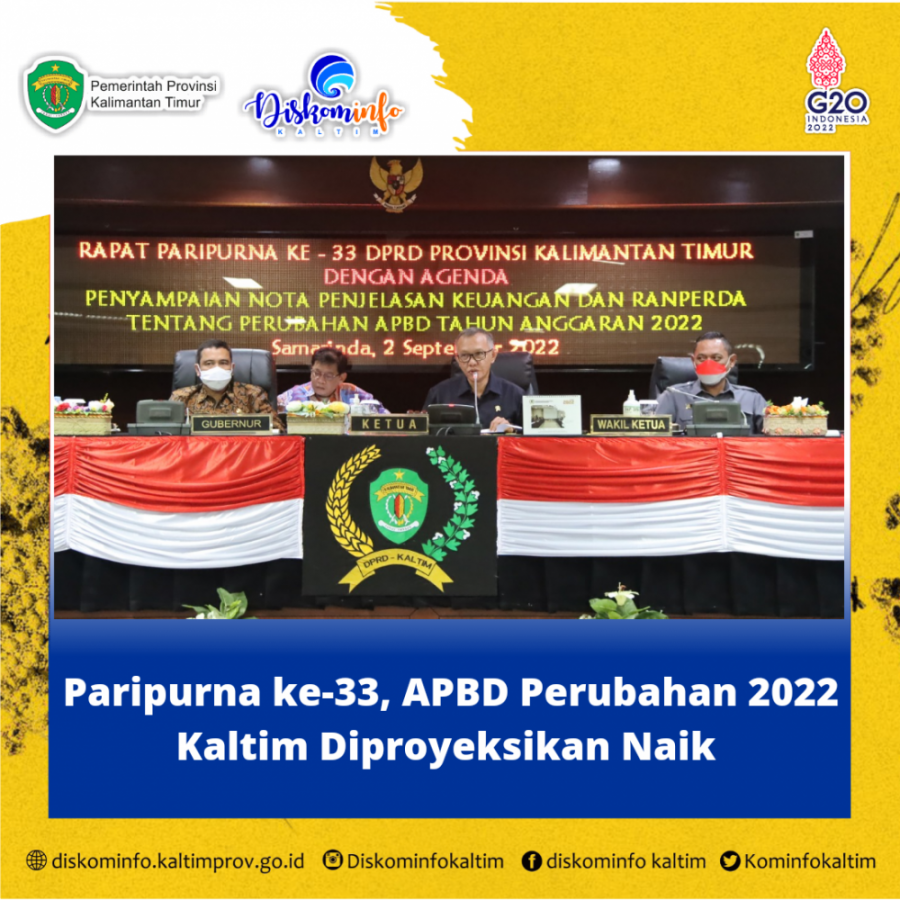 Paripurna ke-33, APBD  Perubahan 2022 Kaltim Diproyeksikan Naik