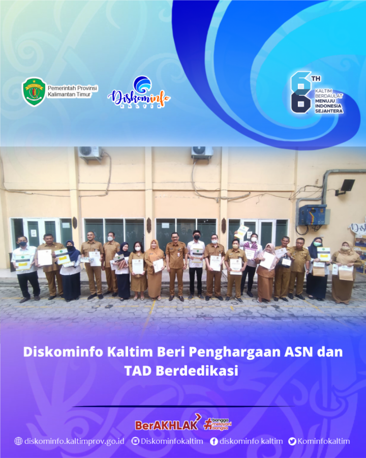 Diskominfo Kaltim Beri Penghargaan ASN dan TAD Berdedikasi