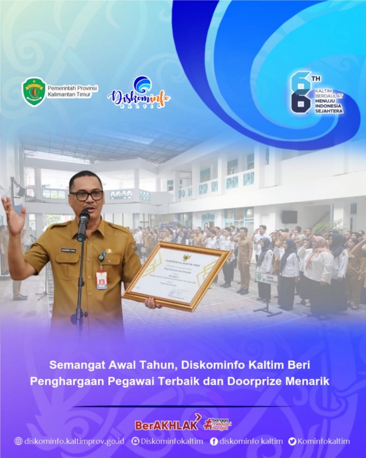 Semangat Awal Tahun, Diskominfo Kaltim Beri Penghargaan Pegawai Terbaik dan Doorprize Menarik