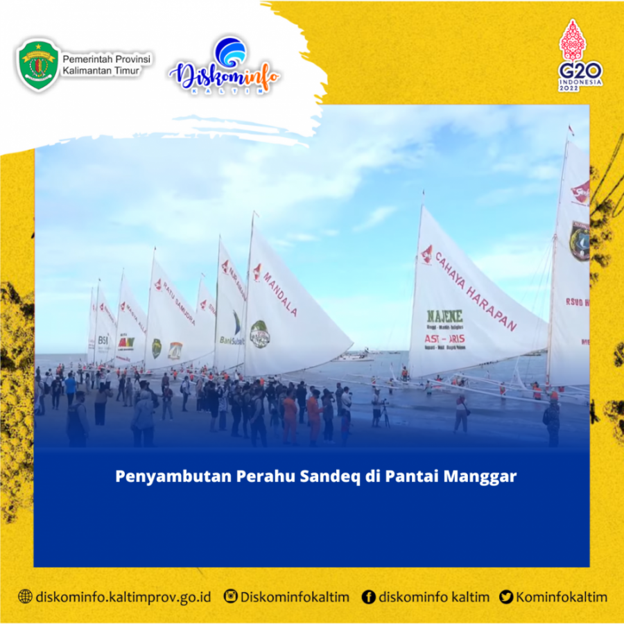 Penyambutan Perahu Sandeq di Pantai Manggar