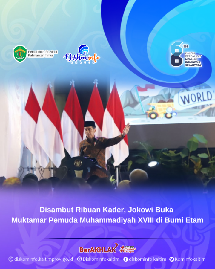 Disambut Ribuan Kader, Jokowi Buka Muktamar Pemuda Muhammadiyah XVIII di Bumi Etam