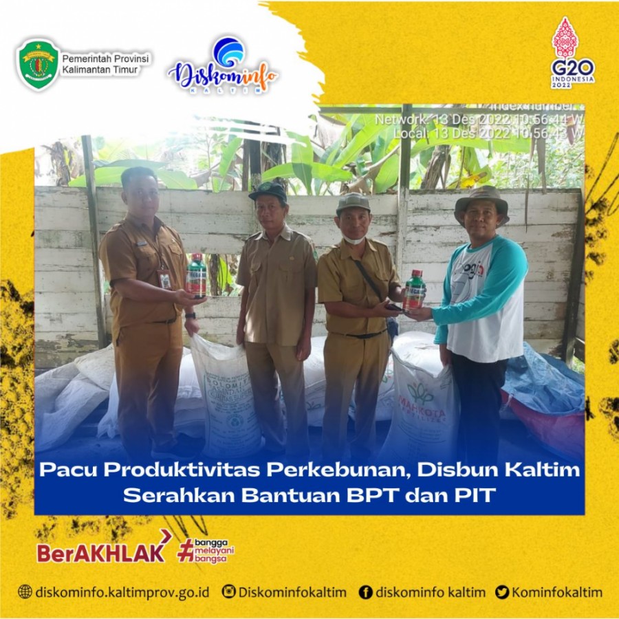 Pacu Produktivitas Perkebunan, Disbun Kaltim Serahkan Bantuan BPT dan PIT