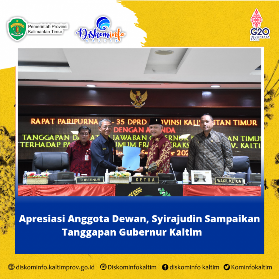 Apresiasi Anggota Dewan, Syirajudin Sampaikan Tanggapan Gubernur Kaltim