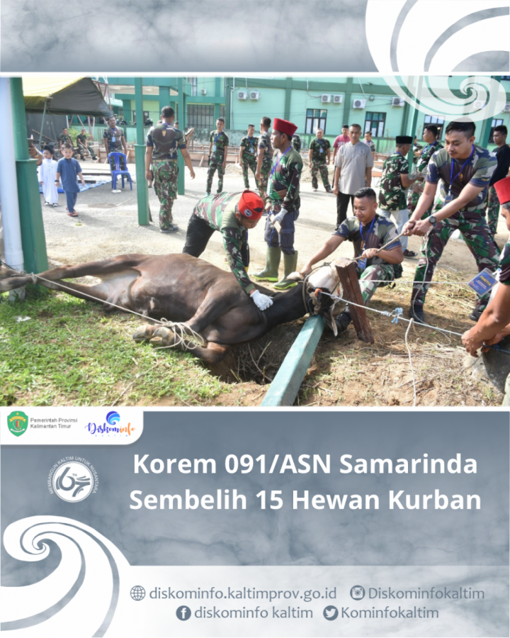 Korem 091/ASN Samarinda Sembelih 15 Hewan Kurban