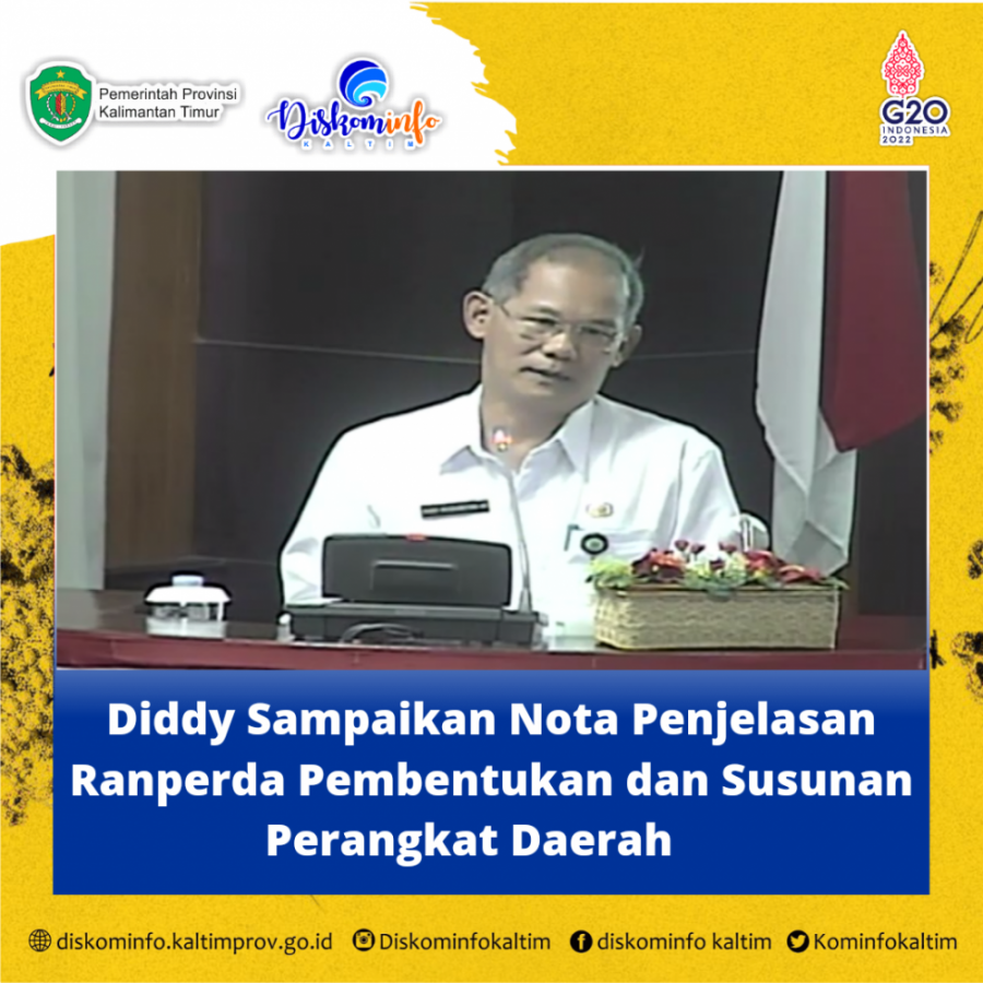 Diddy Sampaikan Nota Penjelasan Ranperda Pembentukan dan Susunan Perangkat Daerah