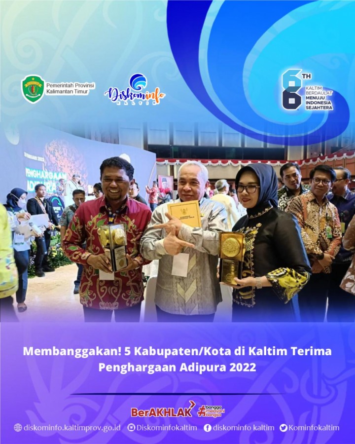 Membanggakan! 5 Kabupaten/Kota di Kaltim Terima Penghargaan Adipura 2022