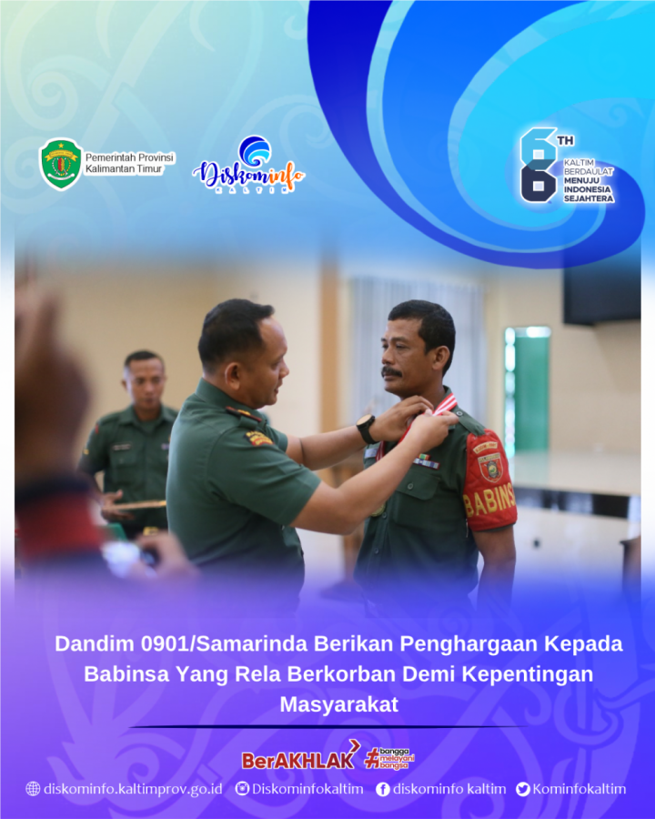 Dandim 0901/Samarinda Berikan Penghargaan Kepada Babinsa Yang Rela Berkorban Demi Kepentingan Masyarakat