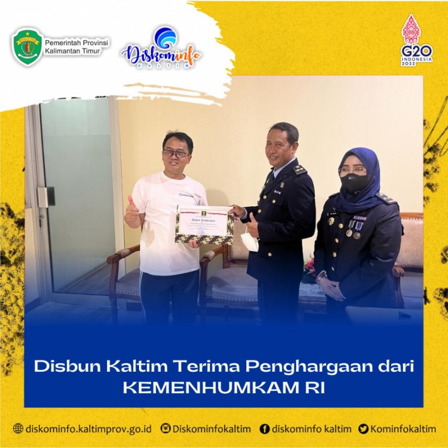 Disbun Kaltim Terima Penghargaan dari KEMENHUMKAM RI