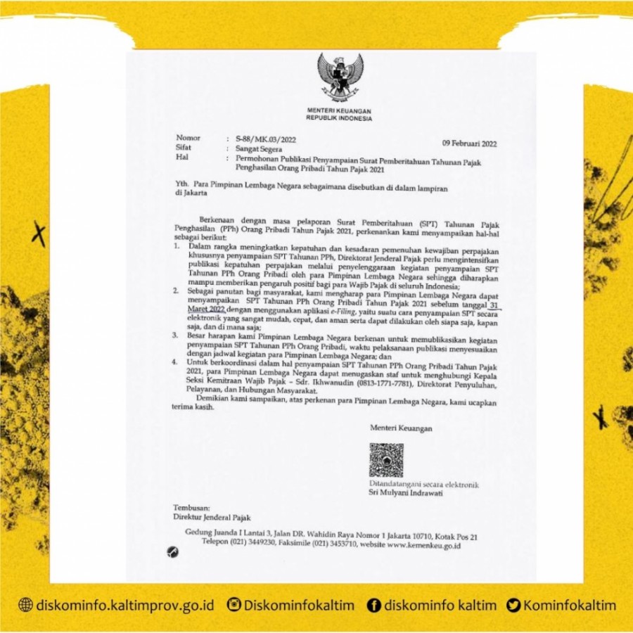 Masyarakat Diminta Segera Lapor Pajak Tahunan Sebelum 31 Maret 2022