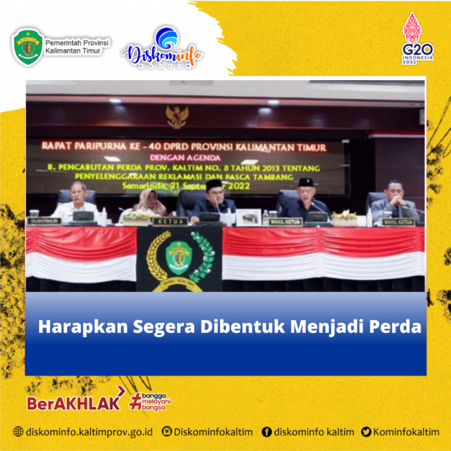 Harapkan Segera Dibentuk Menjadi Perda