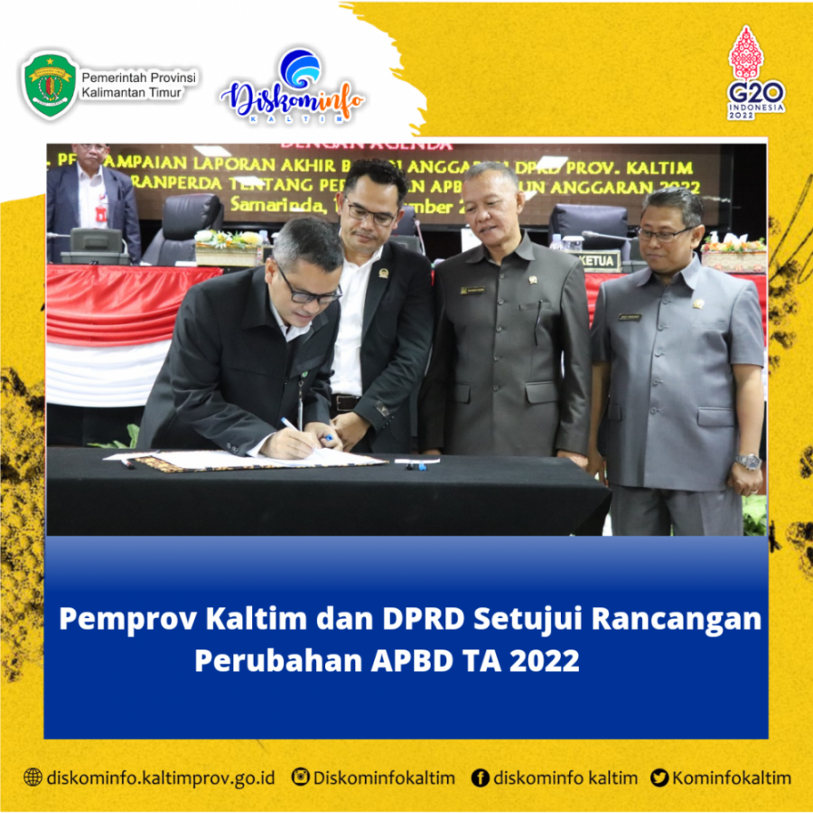 Pemprov Kaltim dan DPRD Setujui Rancangan Perubahan APBD TA 2022