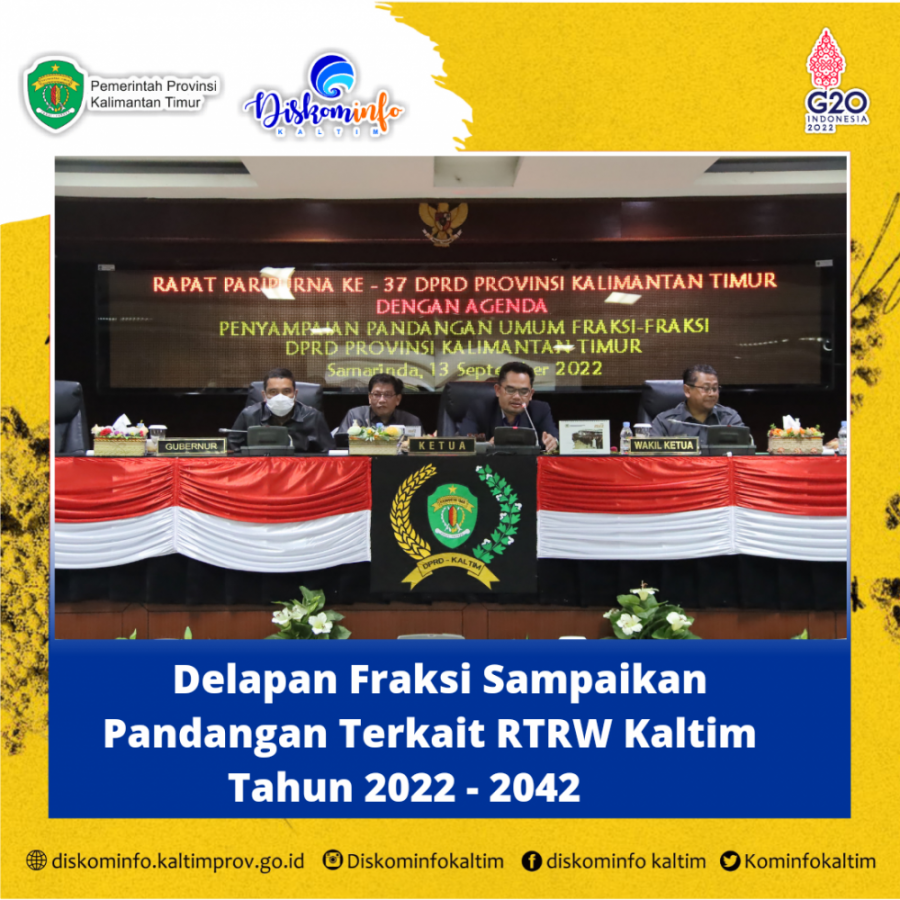 Delapan Fraksi Sampaikan Pandangan Terkait RTRW Kaltim Tahun 2022 - 2042