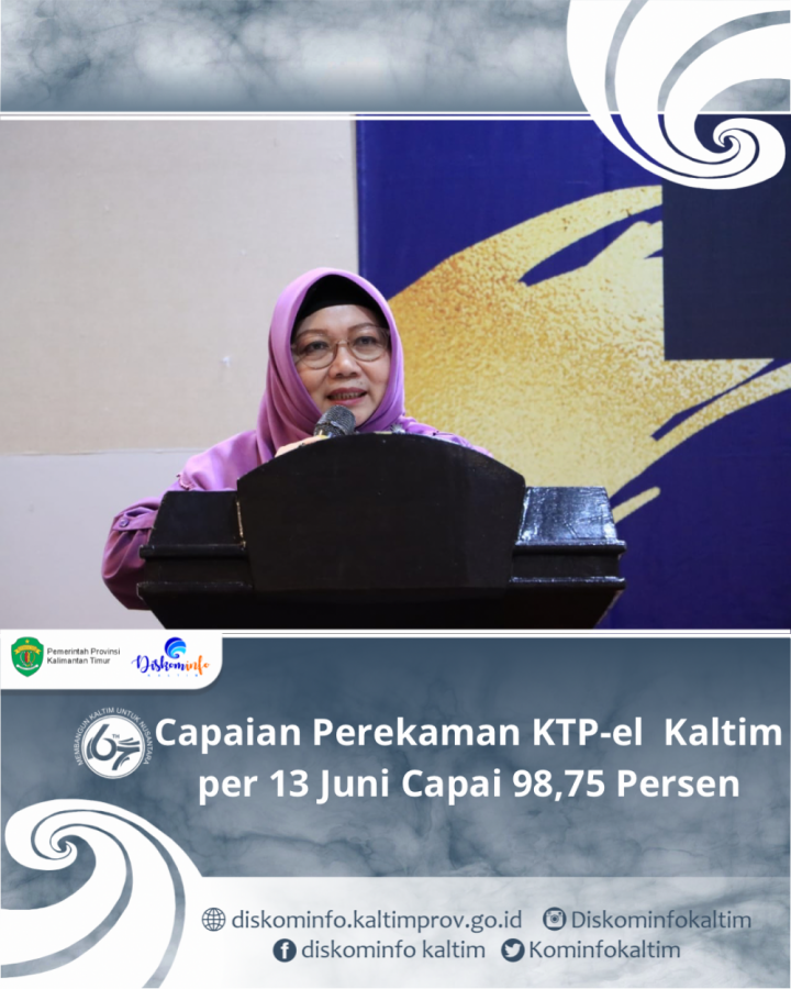 Capaian Perekaman KTP-el  Kaltim per 13 Juni Capai 98,75 persen