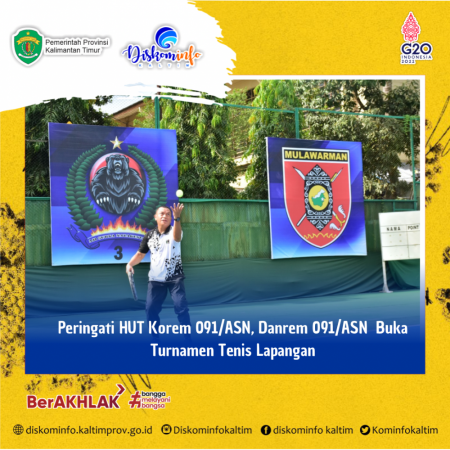 Peringati HUT Korem 091/ASN, Danrem 091/ASN Buka Turnamen Tenis Lapangan