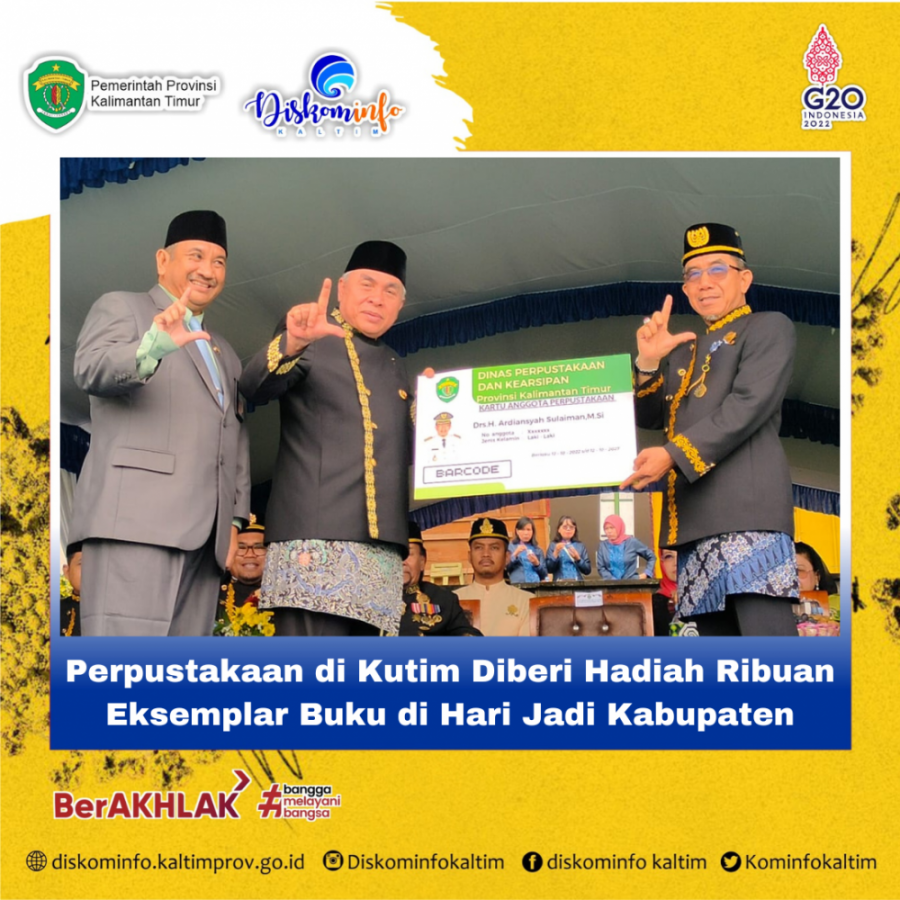 Perpustakaan di Kutim Diberi Hadiah Ribuan Eksemplar Buku di Hari Jadi Kabupaten