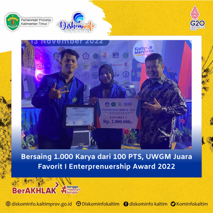 Bersaing 1.000 Karya dari 100 PTS, UWGM Juara Favorit I Enterprenuership Award 2022