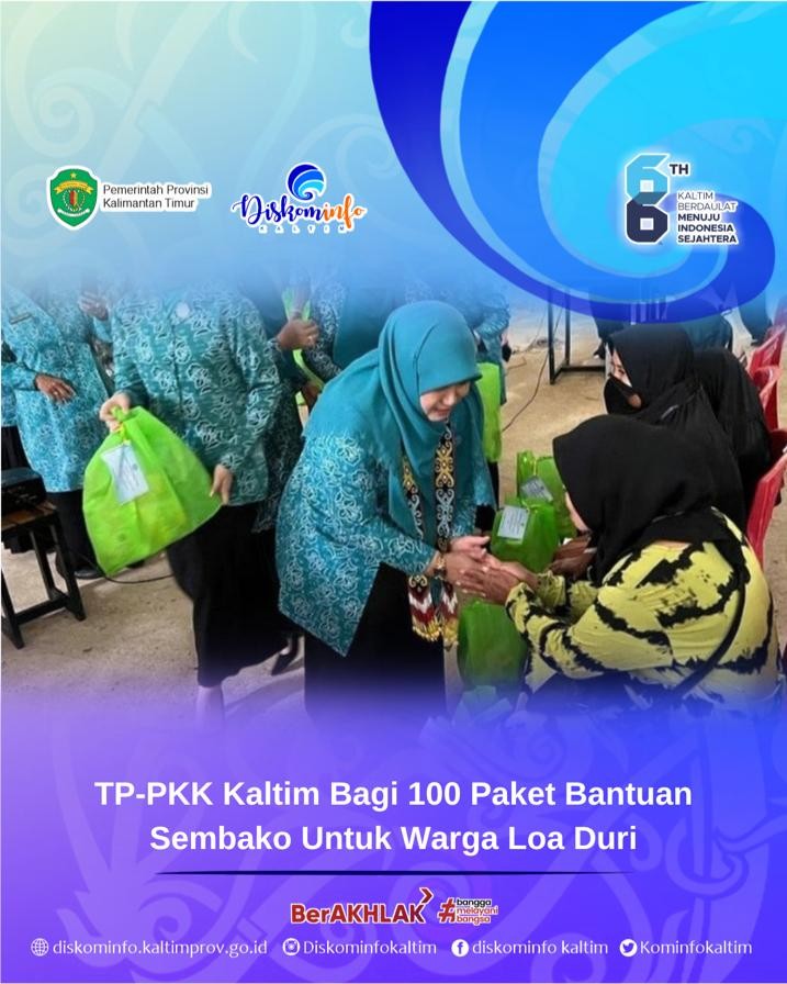 TP-PKK Kaltim Bagi 100 Paket Bantuan Sembako Untuk Warga Loa Duri